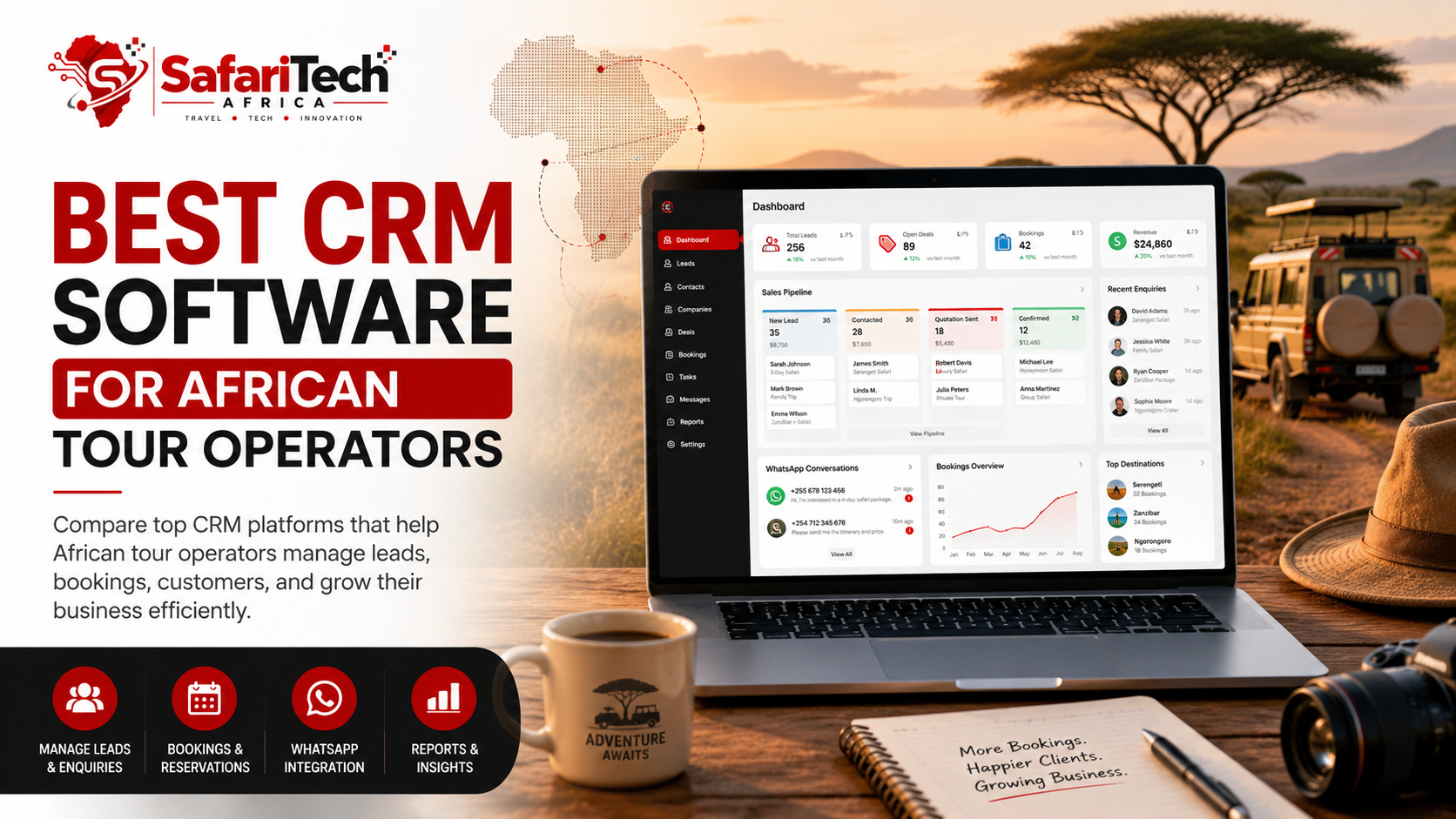 Best CRM software for African tour operators managing leads, bookings, customers and WhatsApp enquiries